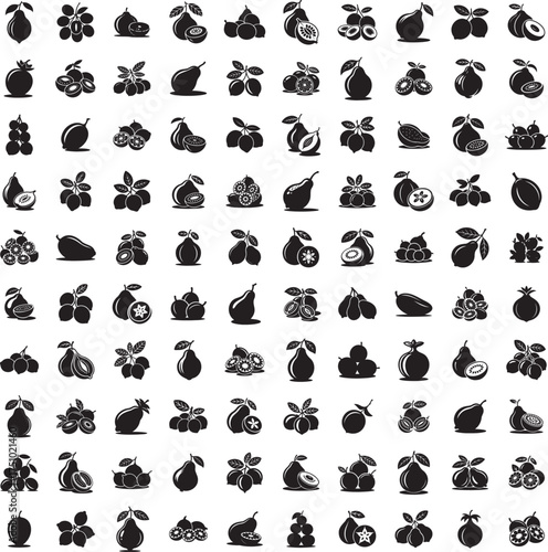 Babaco fruit silhouette vector set