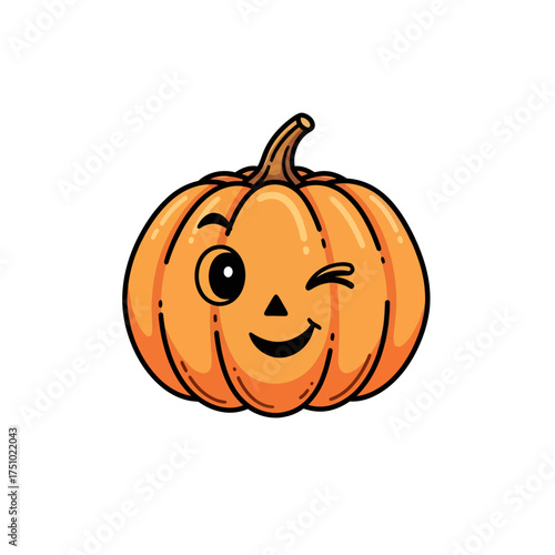 Cute winking pumpkin character design perfect for autumn themed project and designs