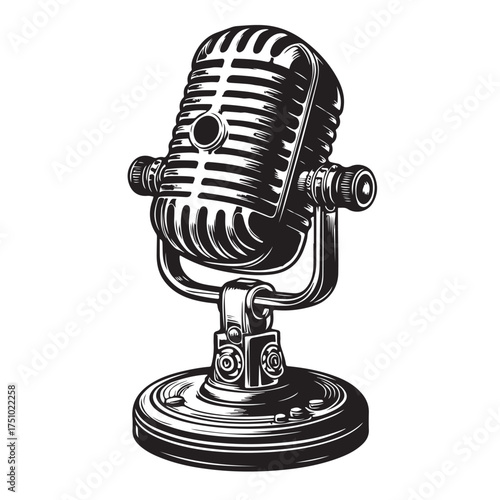 Vintage Microphone Illustration Set