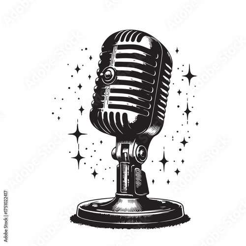 Vintage Microphone Illustration Set