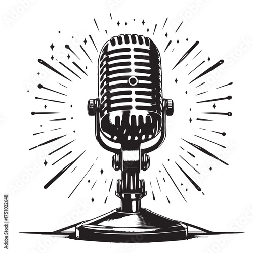 Vintage Microphone Illustration Set
