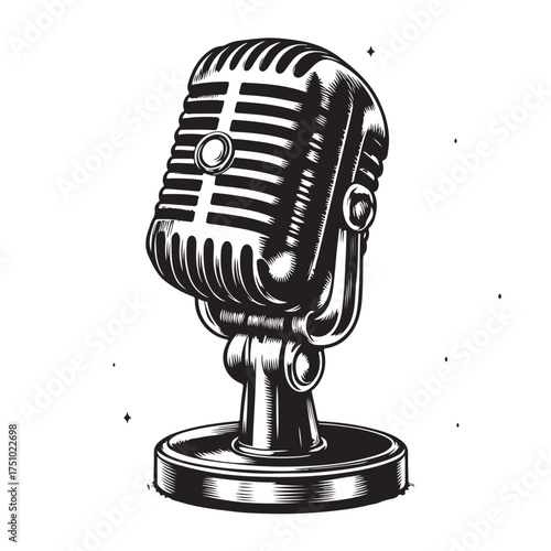 Vintage Microphone Illustration Set