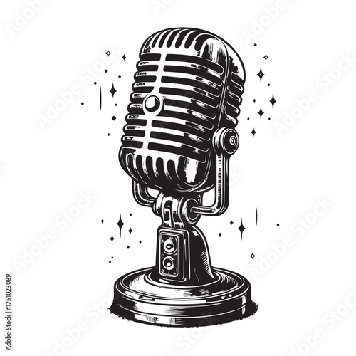 Vintage Microphone Illustration Set