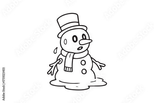 Robot snowman melting vector illustration on white background.