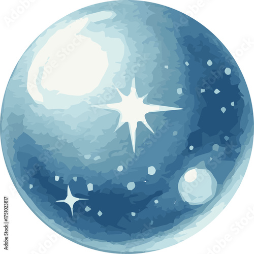 Vector watercolor illustration of a magical orb