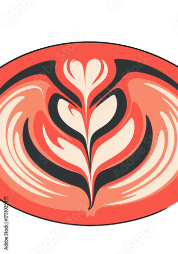 Abstract Flat Vector Latte Art Coffee Illustration