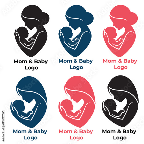 Mom and baby kids logo