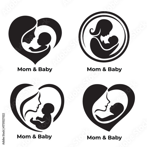 Mom and baby kids logo