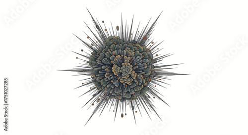 3D abstract globular object with spikes emanating outwards for innovative designs