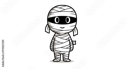 A charming mummy cartoon character, perfect for halloween themed design projects and illustrations