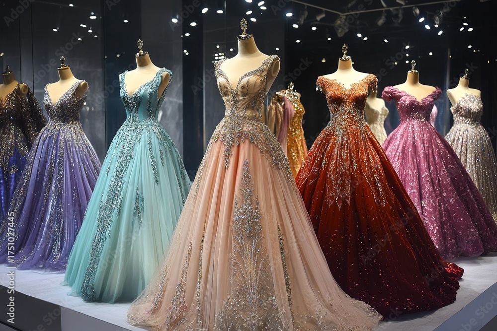 Obraz premium royal clothing showcasing elegant gowns with jeweled accents