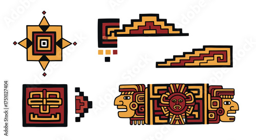 Ancient cultures geometrical patterns design for textile or backgrounds artistic concept