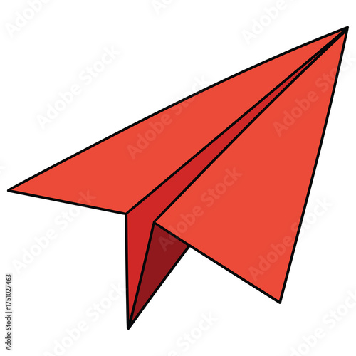 Hand-drawn cartoon red paper airplane on a white background.