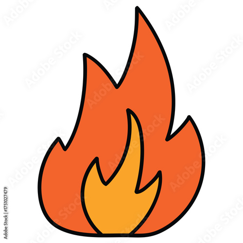 Hand-drawn cartoon flame on a white background.