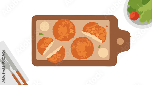 Deliciously Crispy Fried Falafel Balls Served on Wooden Cutting Board.