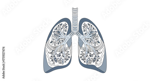 Conceptual depiction of human lungs as a thriving ecosystem of branches and leaves