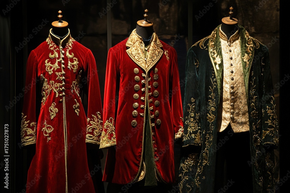 Fototapeta premium royal clothing showcasing rich velvet coats with ornate buttons