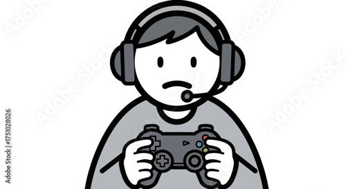 Disappointed gamer with headset and controller experiencing virtual frustration