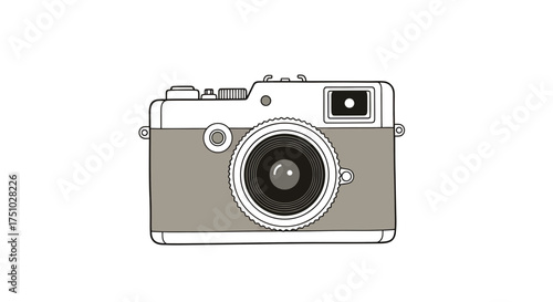 Retro camera illustration showcasing vintage photographic equipment aesthetics and design elements