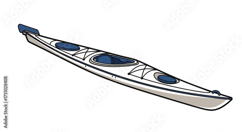 Streamlined sea kayak vector illustration showcasing elegant design and adventure readiness