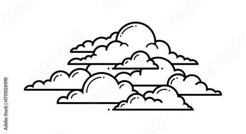 Stylized cumulus cloudscape vector illustration conveying serene atmosphere, suitable for digital
