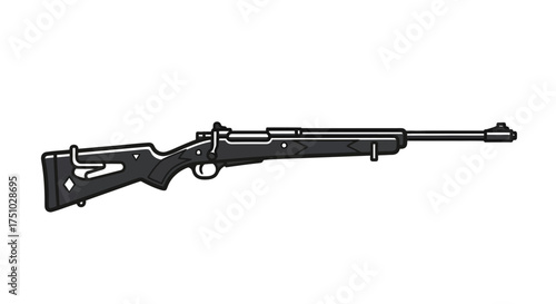 Stylized precision rifle illustration, emphasizing design and firearm components visually