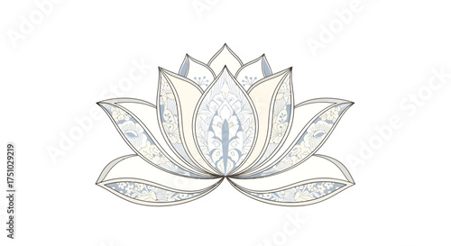 Elegant lotus flower design with intricate floral patterns for spiritual themes