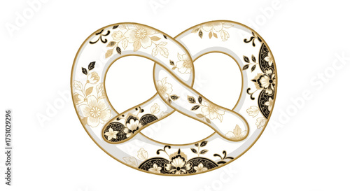 Elegant pretzel with floral ornamentation for culinary design projects and celebrations