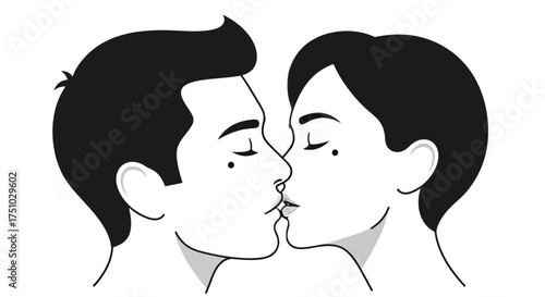 Intimate embrace: A minimalist portrayal of affection between two individuals portrayed in love