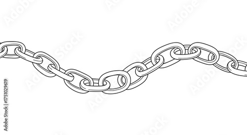 Interlocked Metal Chain Illustration on White Backdrop Conveying Security and Connection
