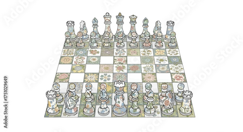 Floral Chessboard: A decorative representation of a classic game with unique flowered accents and