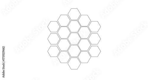 Geometric arrangement using connected hexagons to create a minimalist design space filling