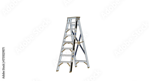 Illustration of a versatile step ladder tool offering elevation with sturdy design elements