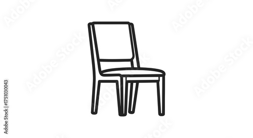 Minimalist chair outline on white background, elegant furniture presentation