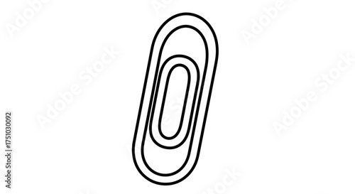 Minimalist depiction of an elongated paperclip on a stark white background  focus on the essence