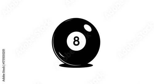 Monochrome eight ball illustration depicting luck and strategy in games and billiards