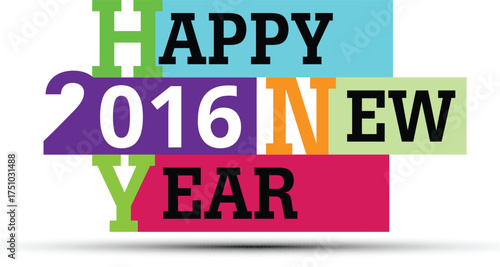 Happy New Year 2016 – Vintage Celebration Typography Design
