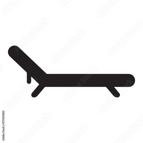 Black Lounge Chair Icon on White Background Representing Relaxation and Vacation Getaway Time