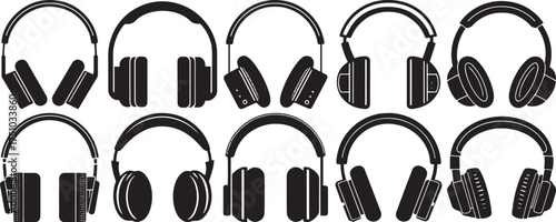 Headphone Outline Icon Set – Minimal Vector Collection