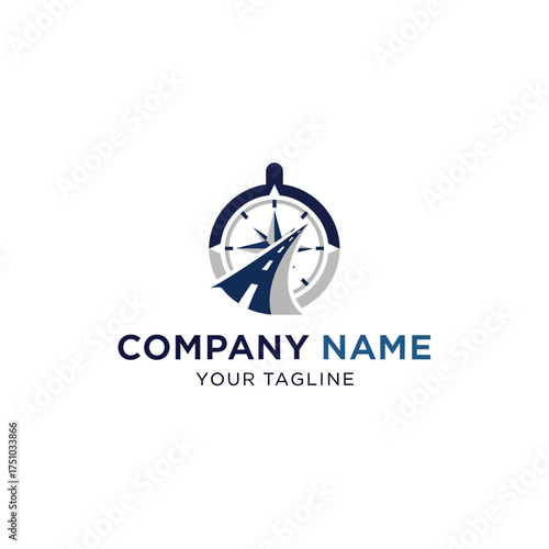 Compass and Road Logo Design for Travel or Navigation Company.