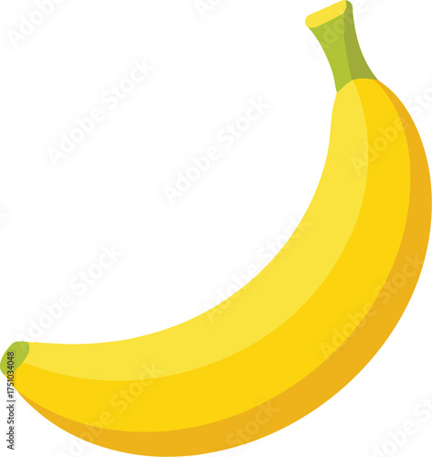Single yellow banana fruit isolated tropical food healthy eating whole ingredient snack