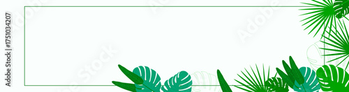 A banner template with tropical leaves and space for text. Suitable for websites, announcements, advertisements, print media, bookmarks, and more.