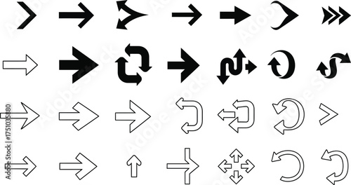 black arrow vector collection for dynamic wayfinding, infographic, and presentation user interface projects