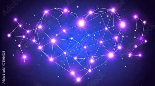 An elegant heart-shaped constellation in the night sky