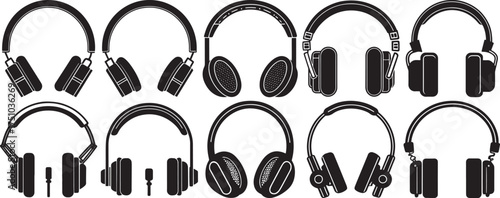 Headphone Silhouette Collection – Simple Logo Icons