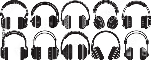 Headphone Silhouette Collection – Minimal Black Icons