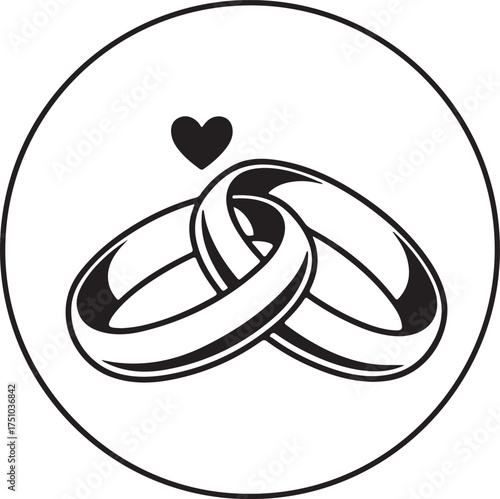 Interlocking Wedding Rings Icon Love Marriage and Commitment Vector