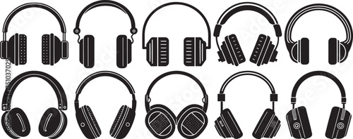 Headphone Silhouette Set – Versatile Audio Icon Pack