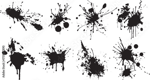 Abstract grunge texture pack with spray graffiti stencil lines brush strokes and paint splash effects