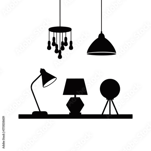Modern decorative lamp silhouette vector